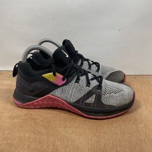 Nike Womens Metcon Flyknit 3 Black Pink Gray Running Shoes Sneakers size 7